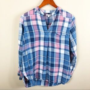 GAP maternity plaid top